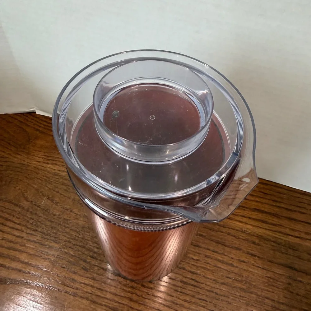 Vintage St Tropez Thermal Pitcher Carafe Burnt Orange Acrylic Ice Lip Made USA‎